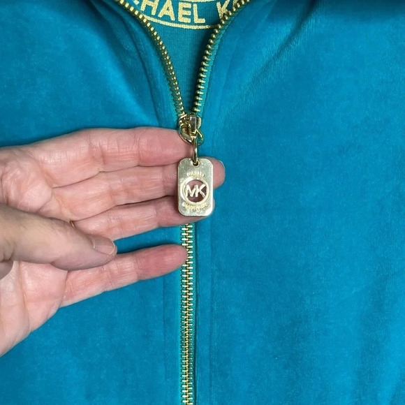 MICHAEL MICHAEL KORS Velvet Zip-Front Track Jacket in cobalt blue Y2K - Picture 3 of 10